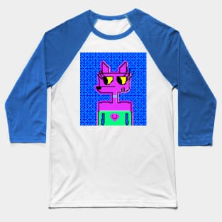 Pixel Pink Dog Baseball T-Shirt